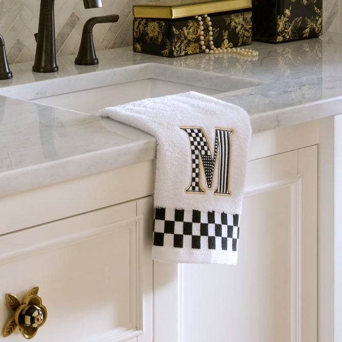 Monogram "M" Check Hand Towel image number 1