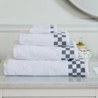 Bath Sheet with Grey Check Border
