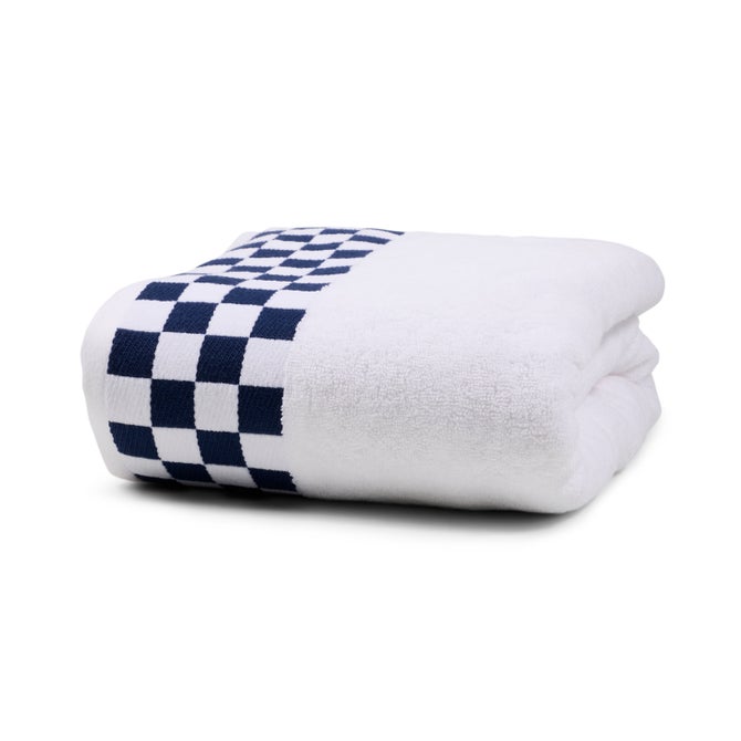 Bath Sheet with Indigo Check Border image number 0