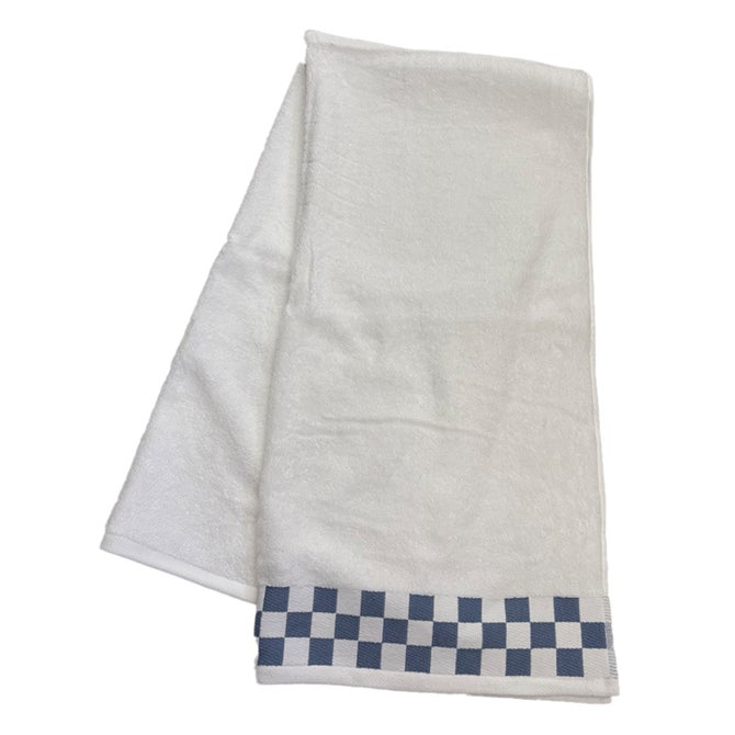 Bath Sheet with French Blue Check Border image number 0