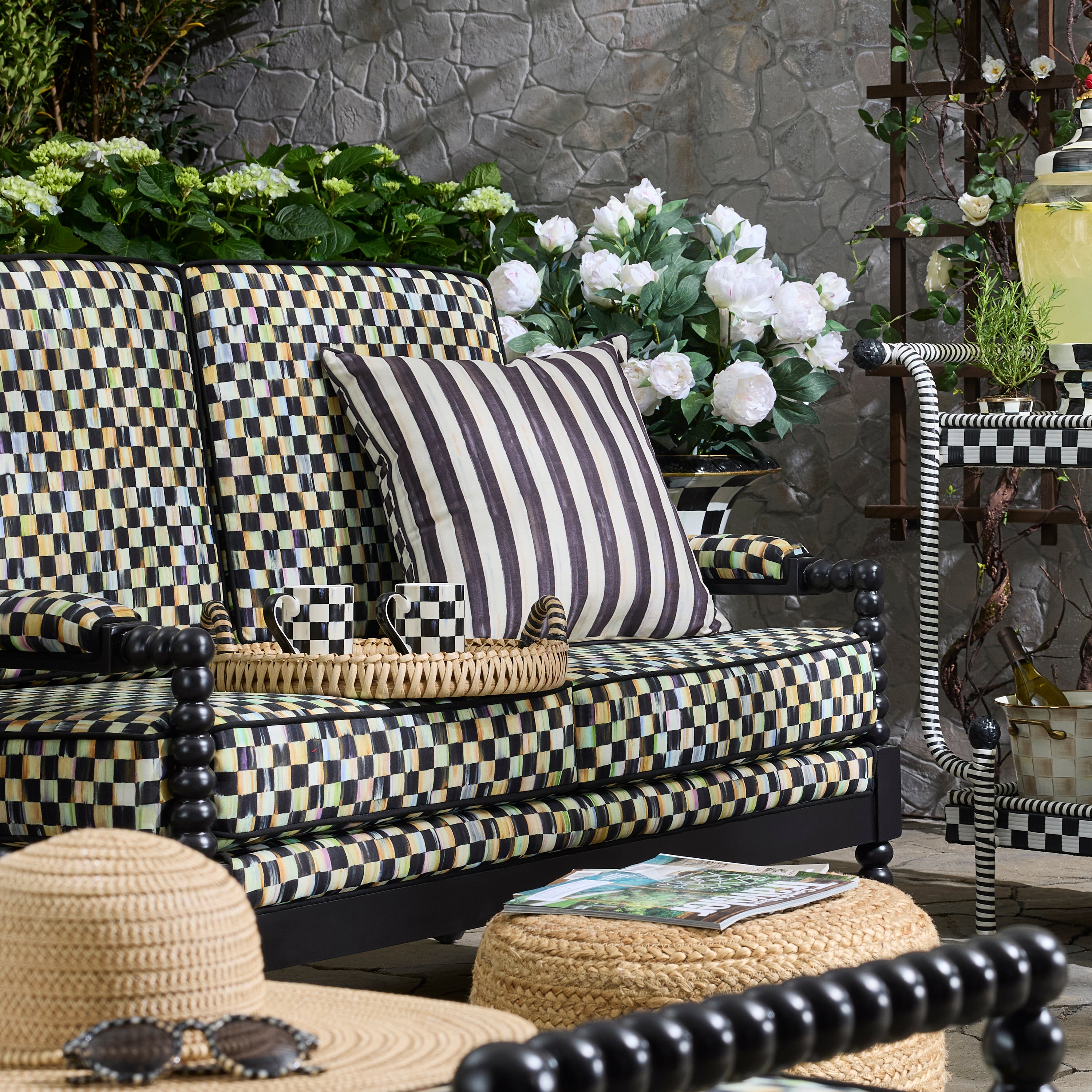 MacKenzie-Childs | Courtly Check Printed Outdoor Pillow