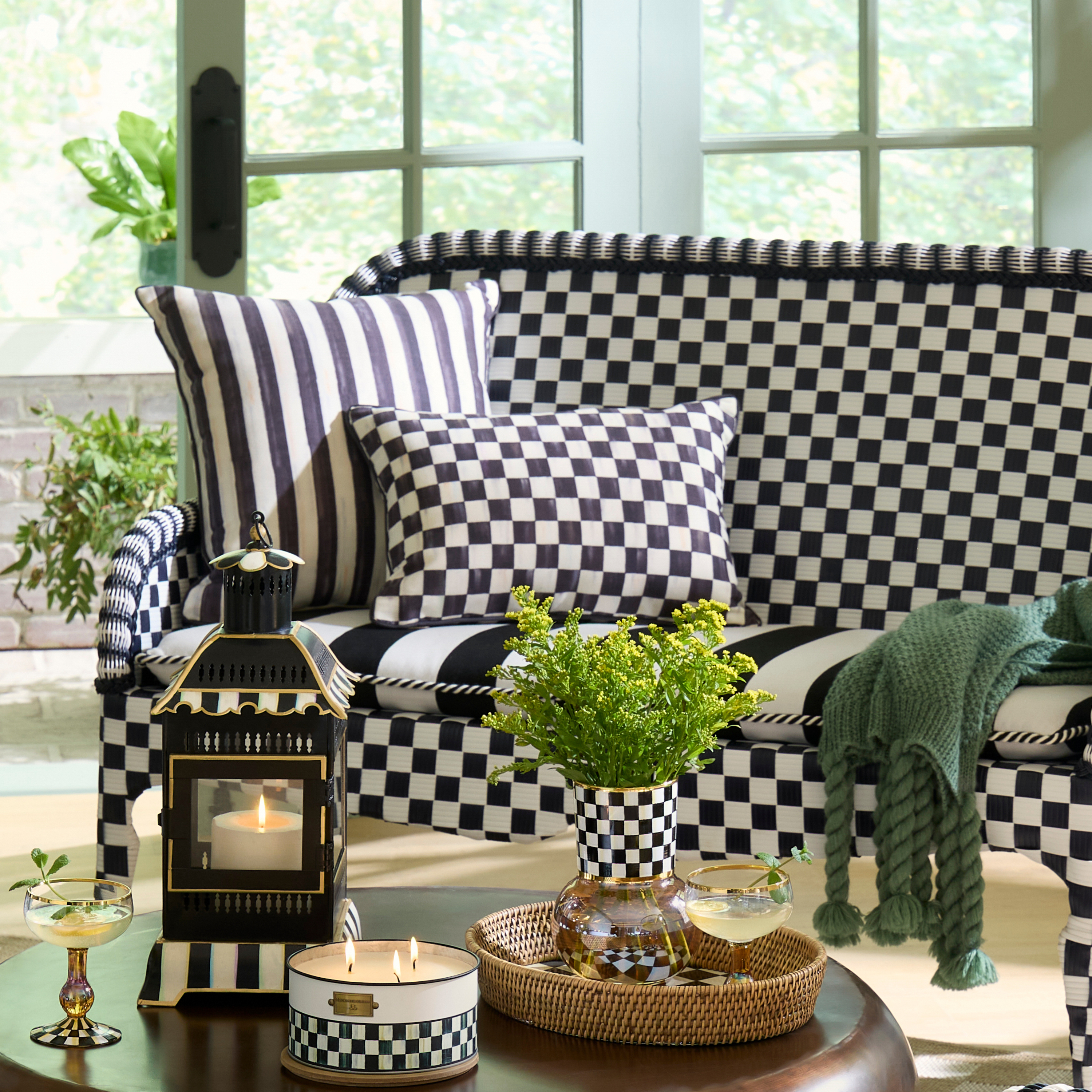 MacKenzie-Childs Courtly Check Lumbar Pillow - Thumbnail 2