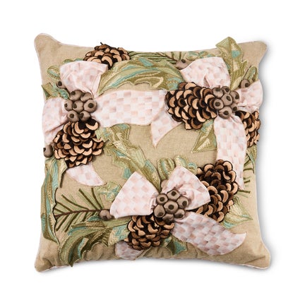Mocha Holly Holiday Throw Pillow