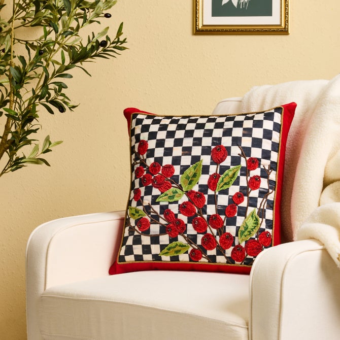 Courtly Check Holly Throw Pillow image number 1