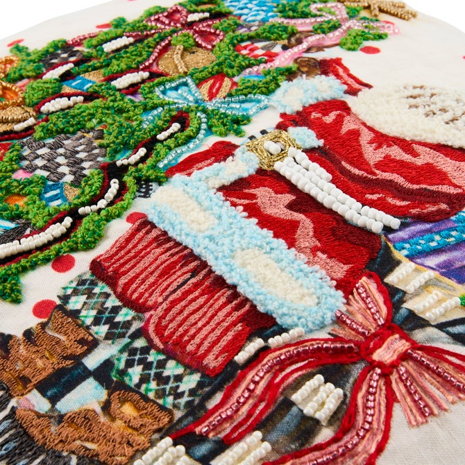 Tree Trimming Santa Throw Pillow image number 3