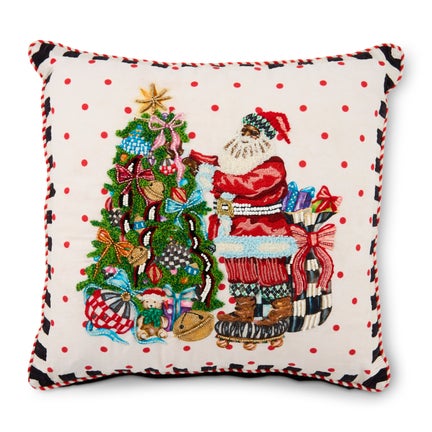 Tree Trimming Santa Throw Pillow