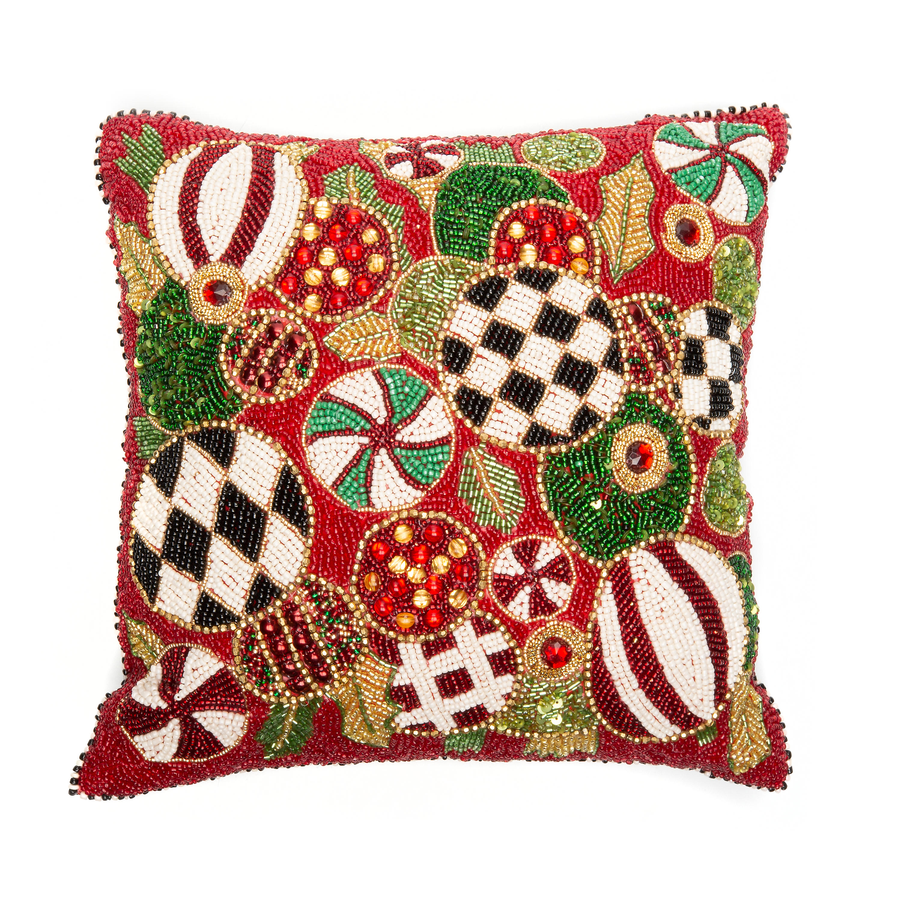MacKenzie-Childs | Jolly Ornaments Throw Pillow