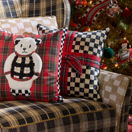 Courtly Check Tartan Bow Throw Pillow