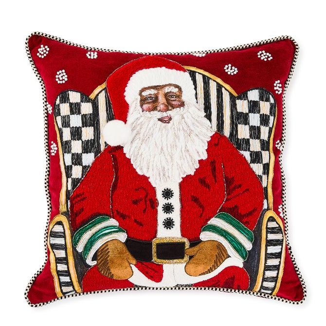 Holiday Black Santa Throw Pillow image number 0