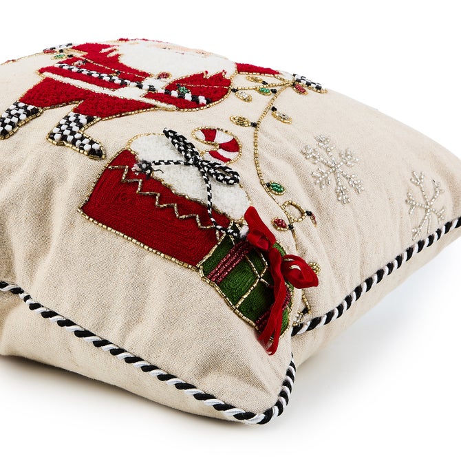 Santa with Tree Lights Throw Pillow image number 1
