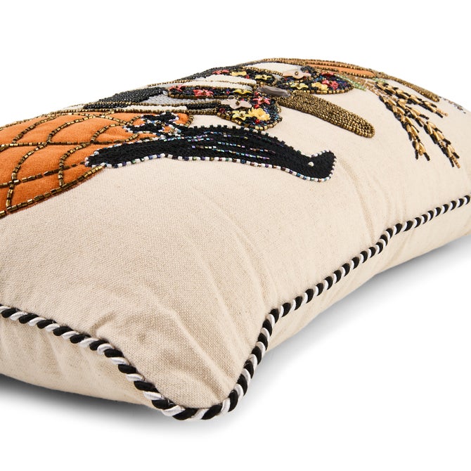 Pumpkin and Crow Lumbar Throw Pillow image number 2