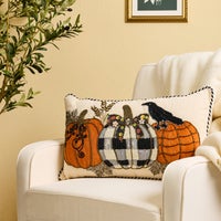 Pumpkin and Crow Lumbar Throw Pillow