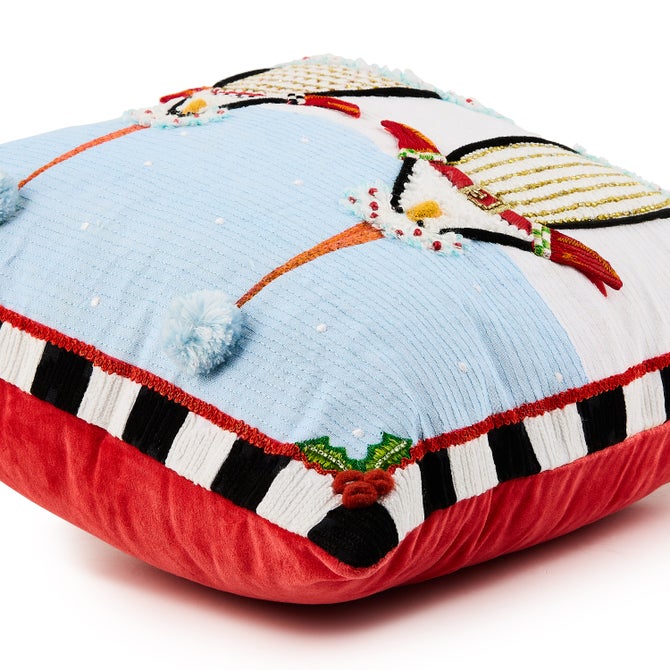 Patience Brewster Santa Penguins Throw Pillow image number 2