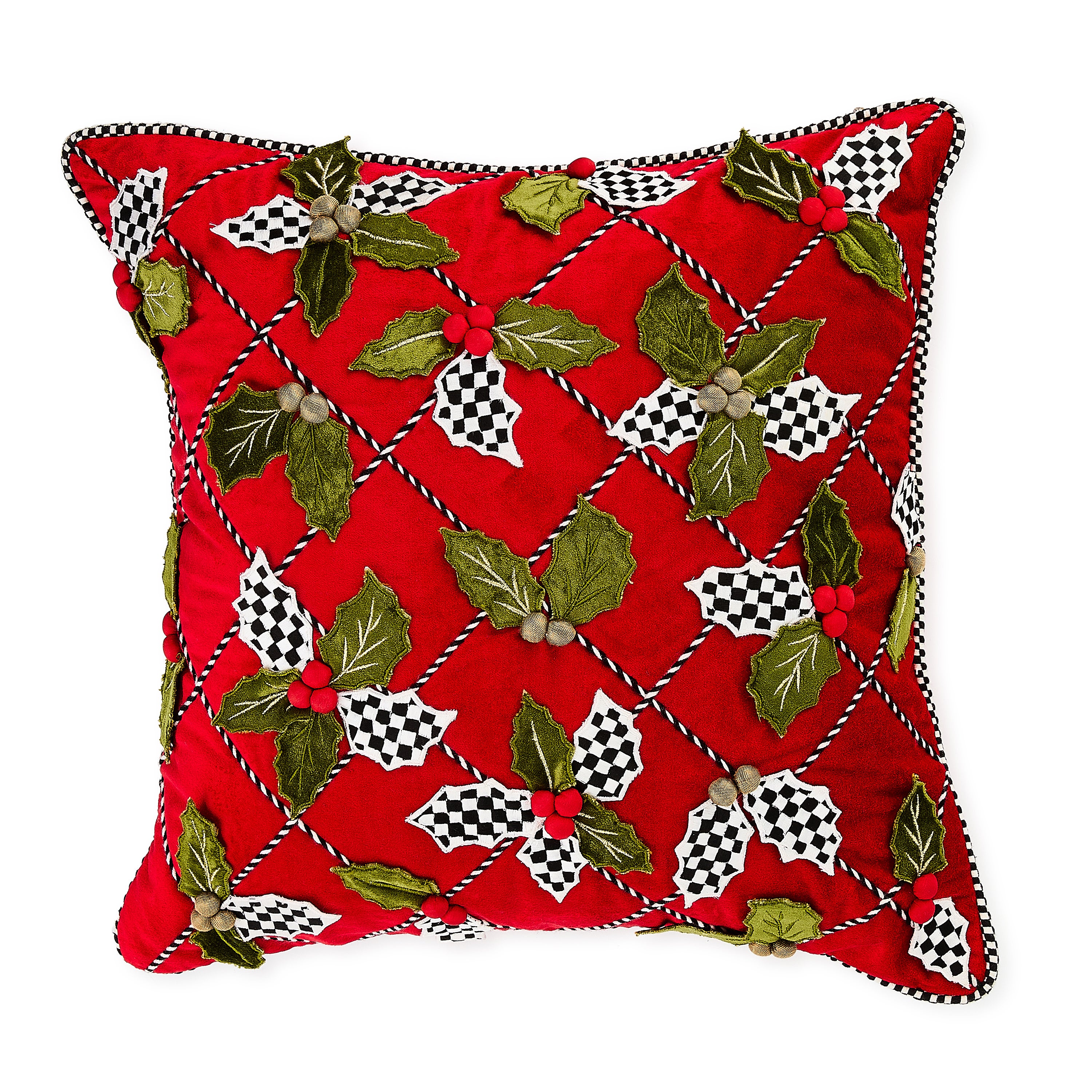 McKenzie-Childs ビーズ　クッション MacKenzie-Childs | Holly Lattice Throw Pillow