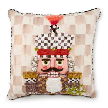 Mocha Check Nutcracker Throw Pillow