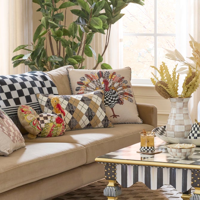 Checked Turkey Throw Pillow image number 4