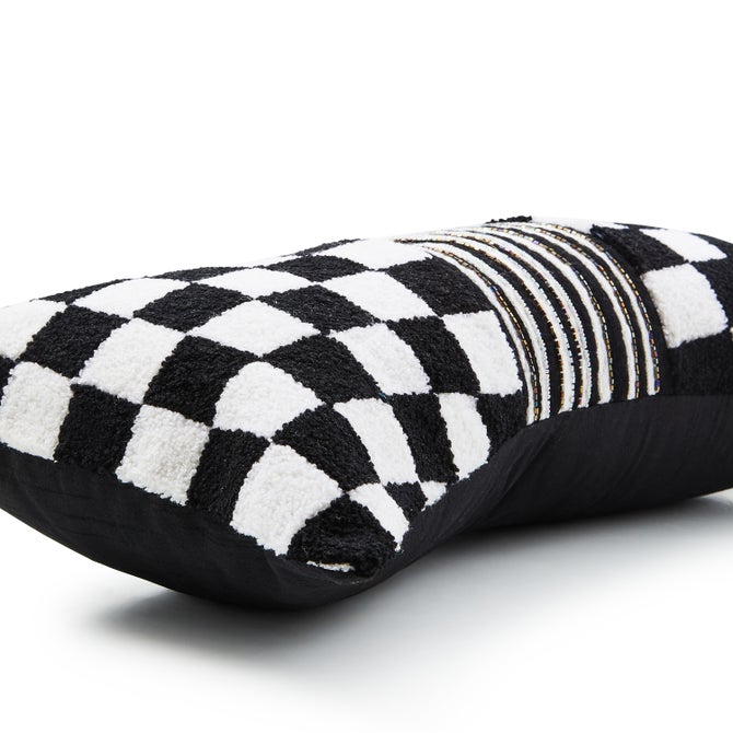 Black Check Bow Throw Pillow image number 2