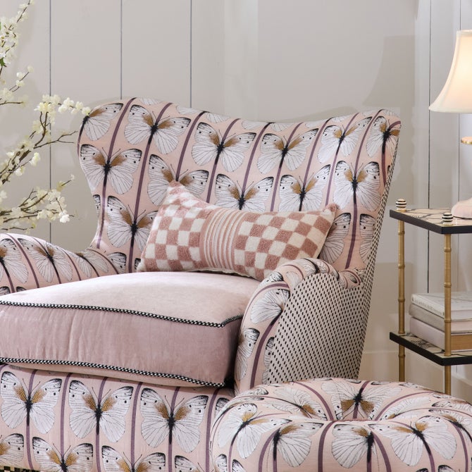 Pink Check Bow Throw Pillow image number 1