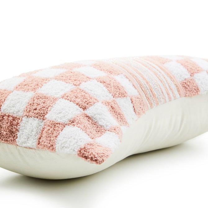 Pink Check Bow Throw Pillow image number 2