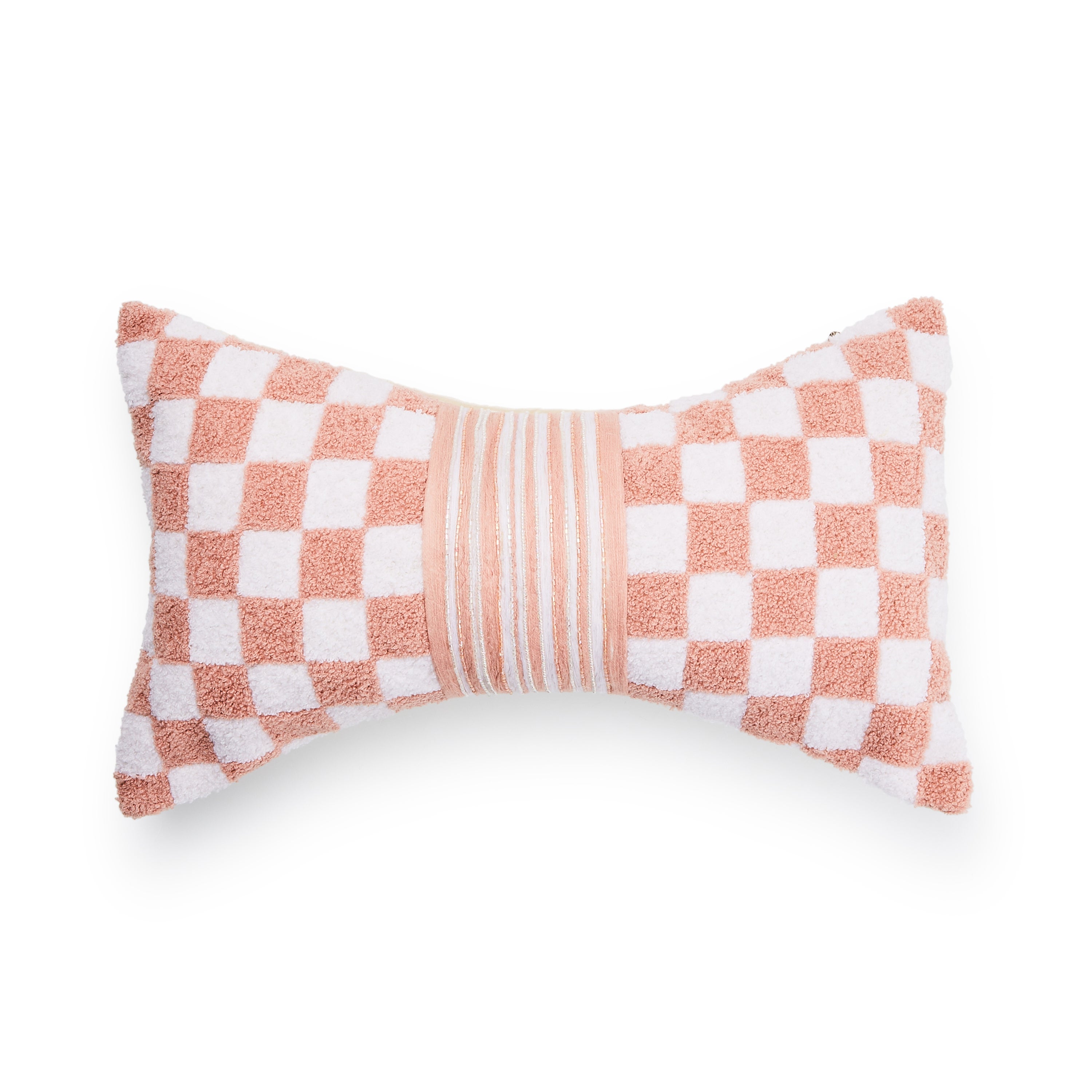 MacKenzie-Childs | Pink Check Bow Throw Pillow