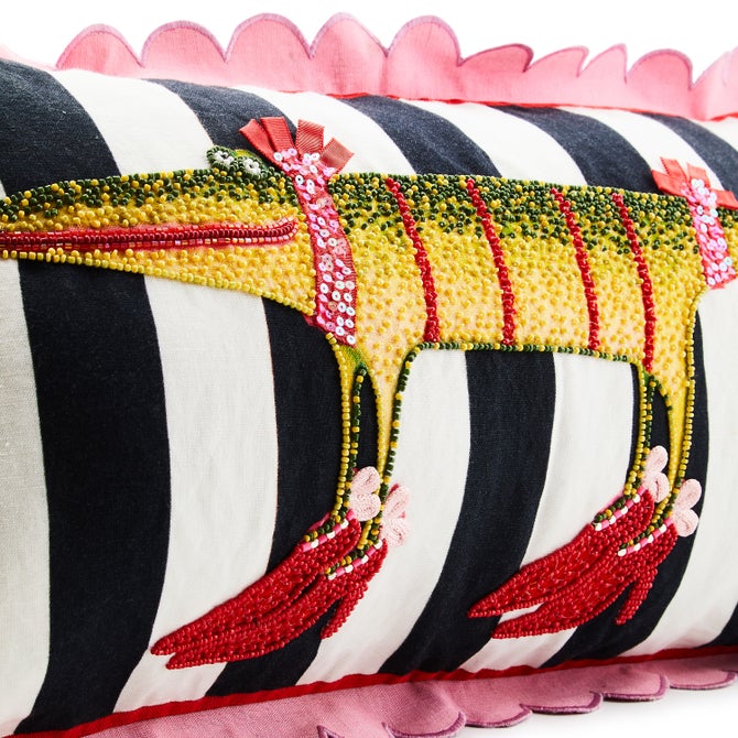 Patience Brewster Gloria Alligator Striped Lumbar Throw Pillow image number 2