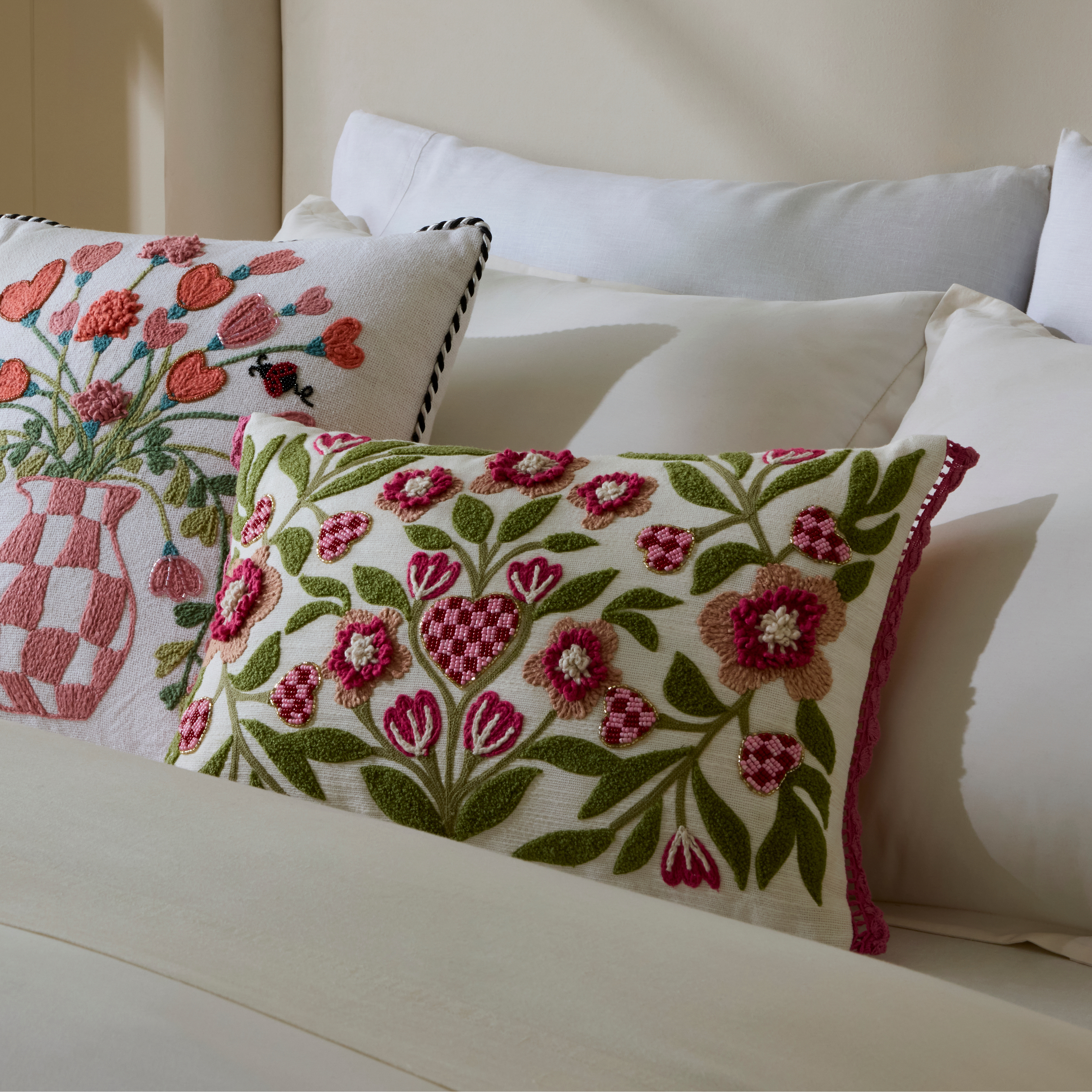 MacKenzie-Childs Check Hearts Throw Pillow - Thumbnail 2