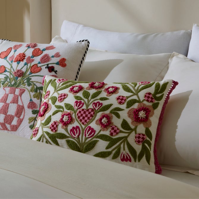 Check Hearts Lumbar Throw Pillow image number 1