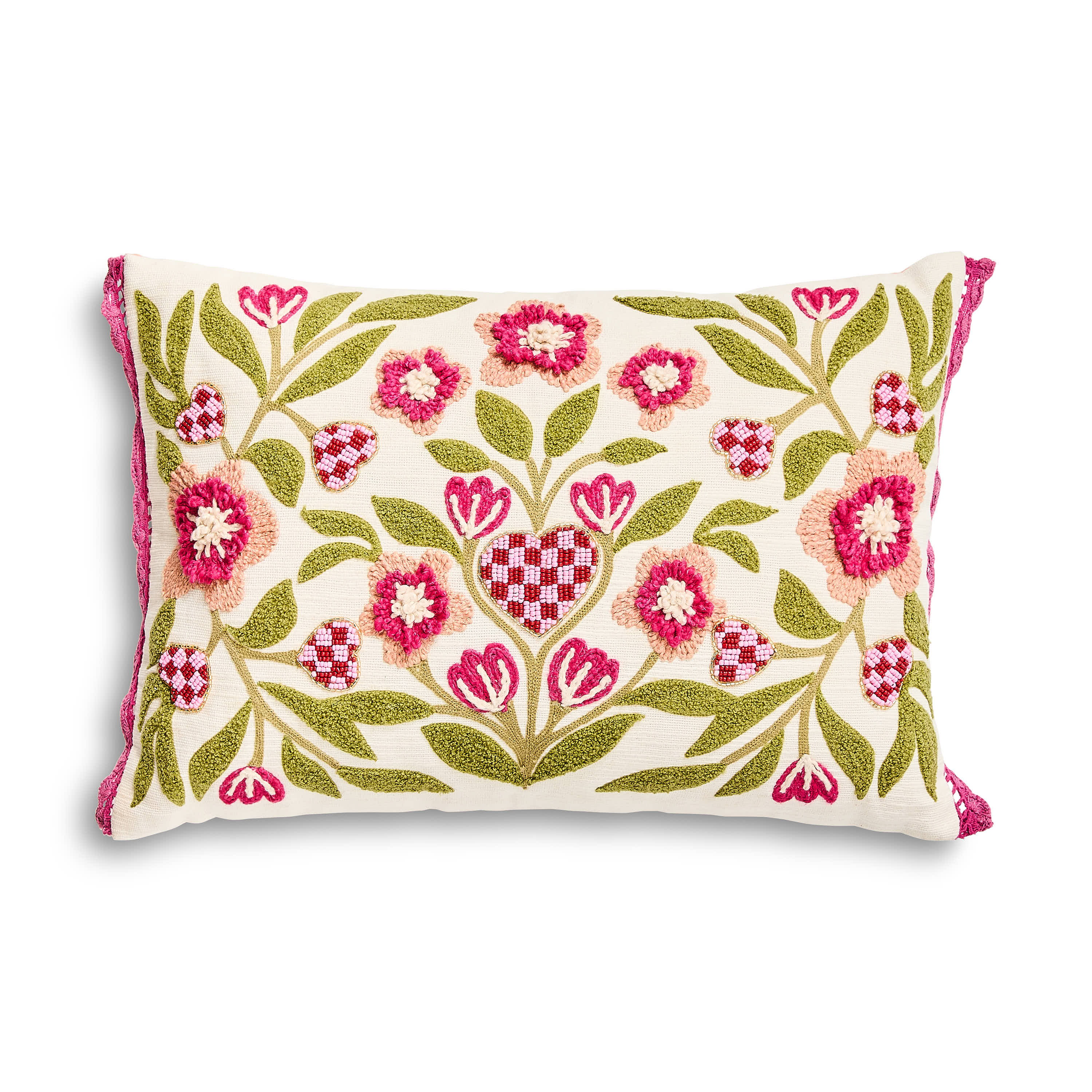 MacKenzie-Childs Check Hearts Throw Pillow