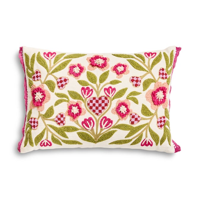 Check Hearts Lumbar Throw Pillow image number 0