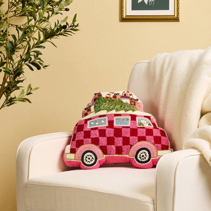 Holiday Bus Shaped Throw Pillow