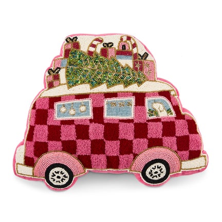 Holiday Bus Shaped Throw Pillow