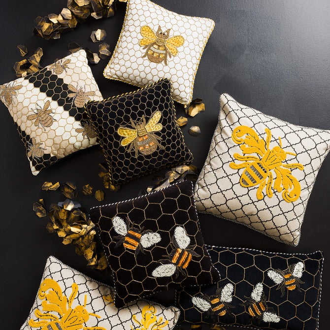 Queen Bee Black Throw Pillow image number 10