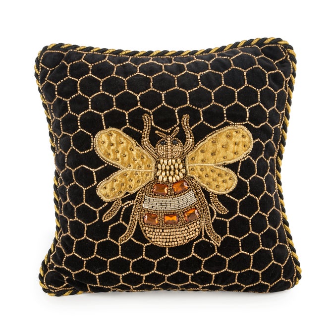 Queen Bee Black Throw Pillow image number 0