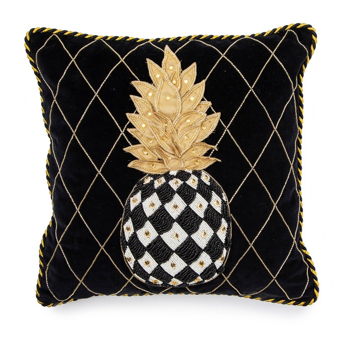 Pineapple Black Pillow image number 0
