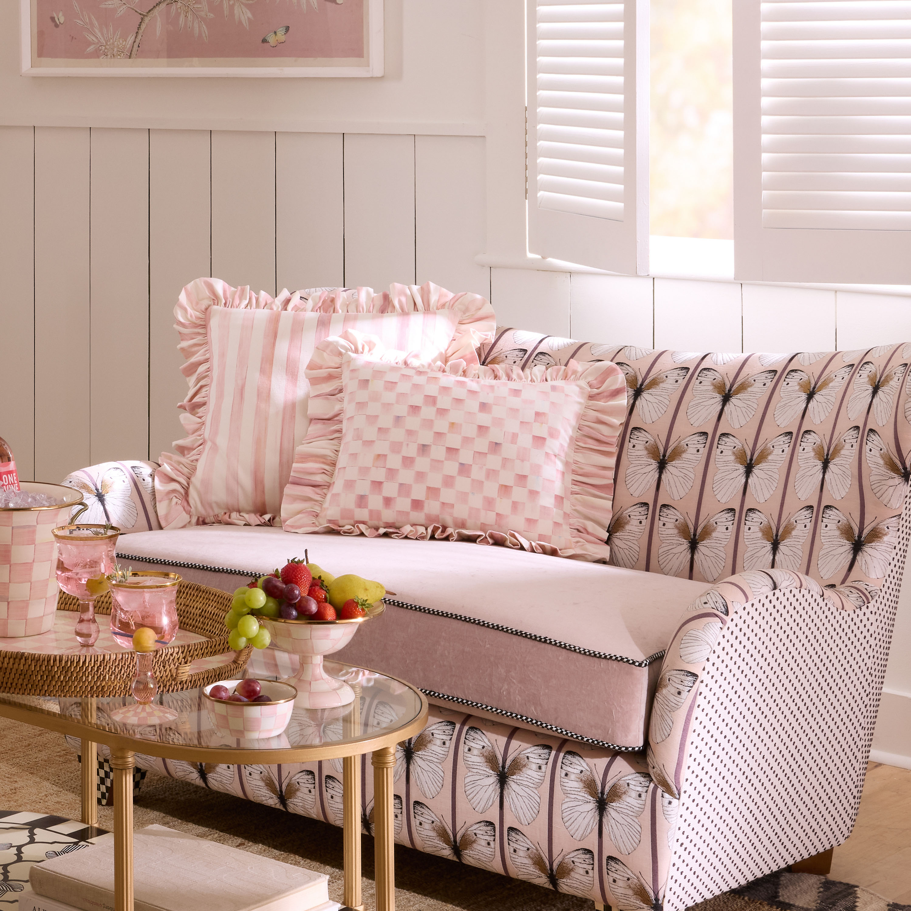 MacKenzie-Childs Rosy Check Throw Pillow - Thumbnail 4