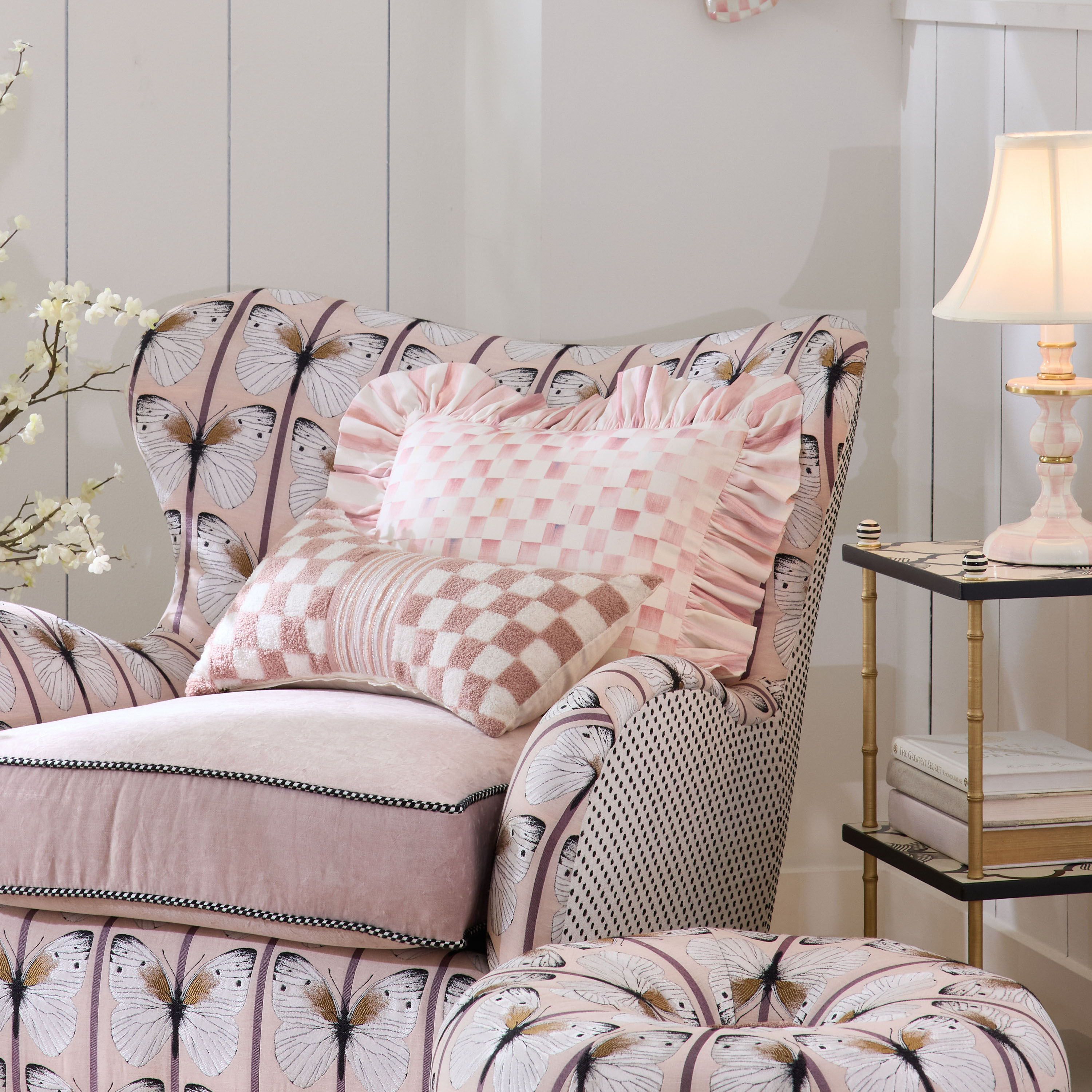 MacKenzie-Childs Rosy Check Throw Pillow - Thumbnail 5