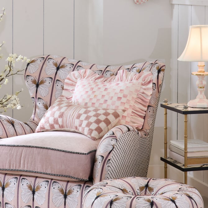 Rosy Check Ruffle Throw Pillow image number 4