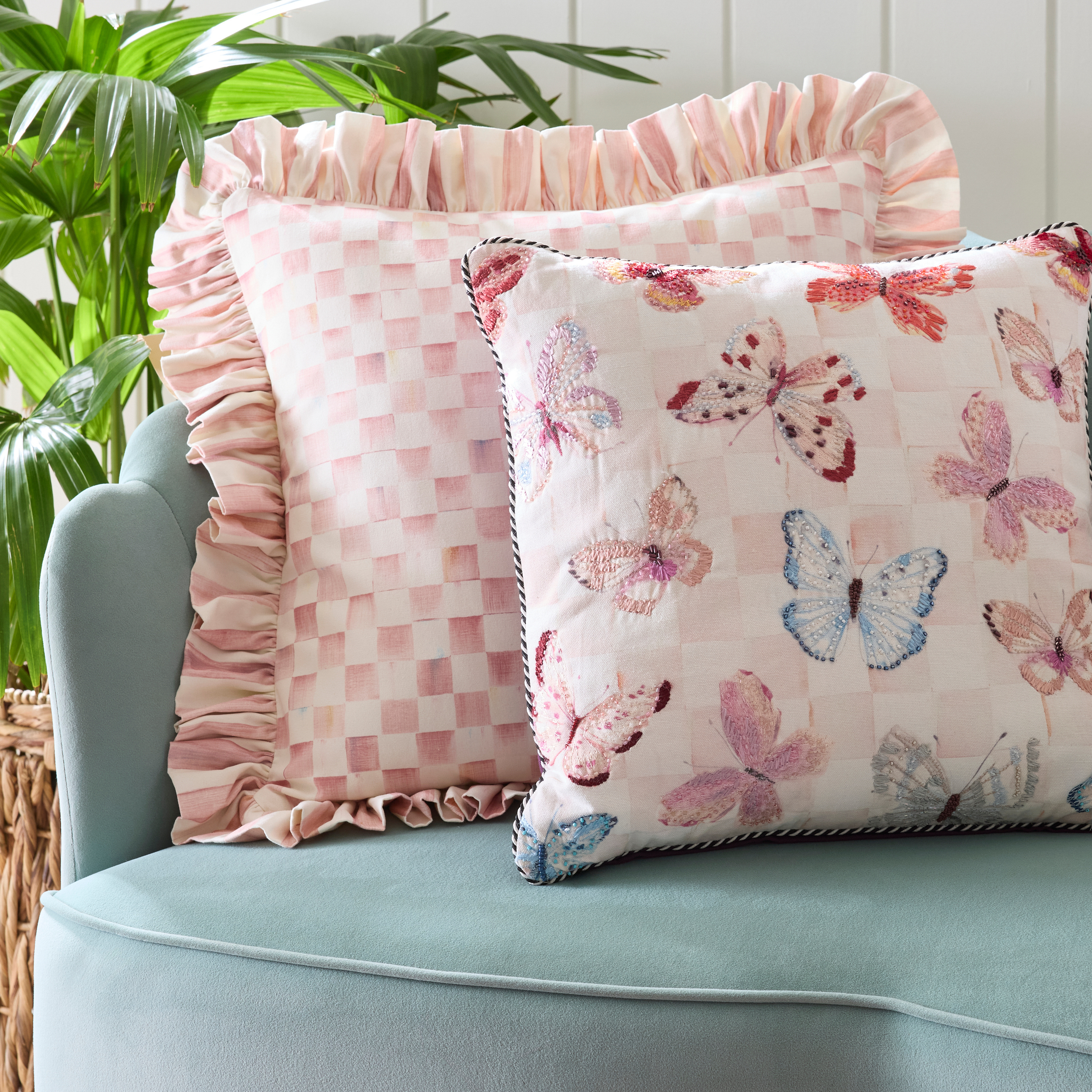 MacKenzie-Childs Rosy Check Throw Pillow