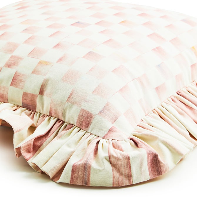 Rosy Check Ruffle Throw Pillow image number 2