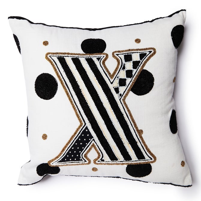 Monogram "X" Beaded Throw Pillow image number 0