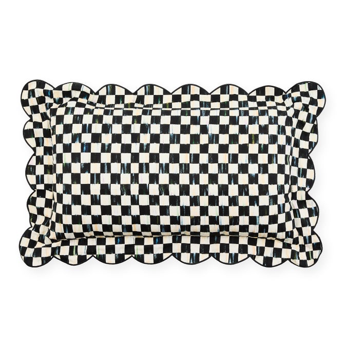 Courtly Check Reversible Scalloped Lumbar Throw Pillow image number 0