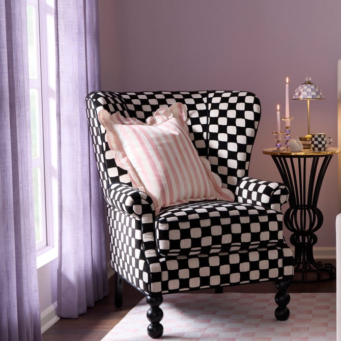 Rosy Check Reversible Scalloped Throw Pillow image number 1