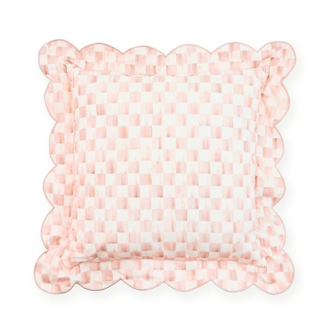 Rosy Check Reversible Scalloped Throw Pillow image number 0