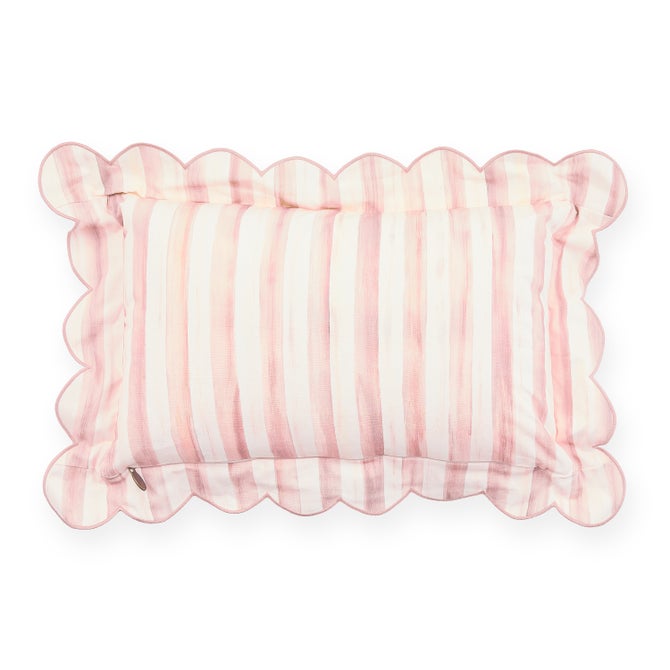 Rosy Check Reversible Scalloped Lumbar Throw Pillow image number 3