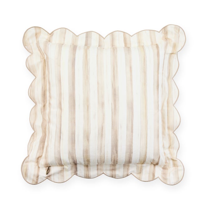 Mocha Check Reversible Scalloped Throw Pillow image number 1