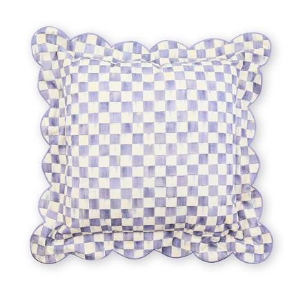Violet Check Reversible Scalloped Throw Pillow