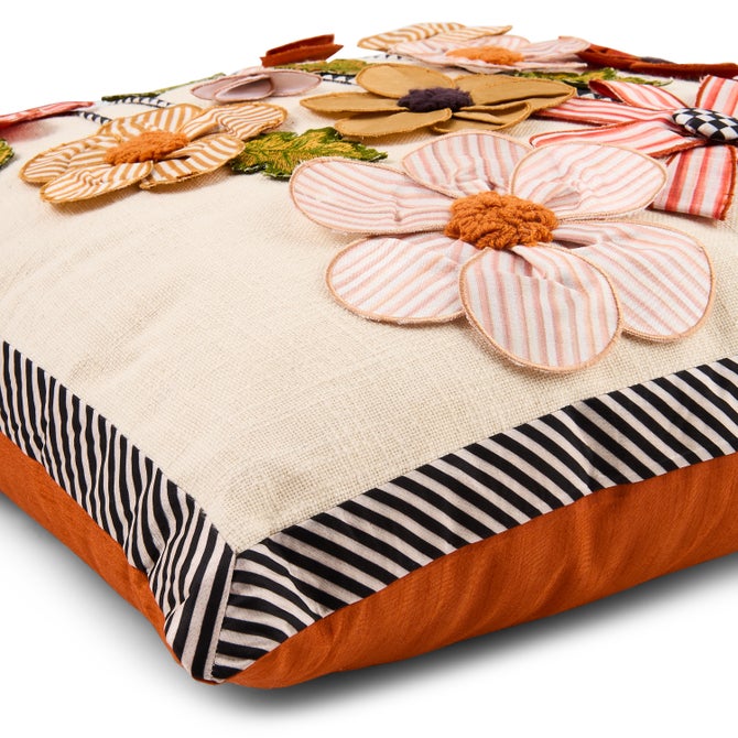 Striped Flowers Throw Pillow image number 2