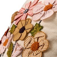 Striped Flowers Throw Pillow