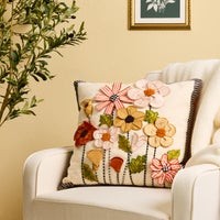 Striped Flowers Throw Pillow