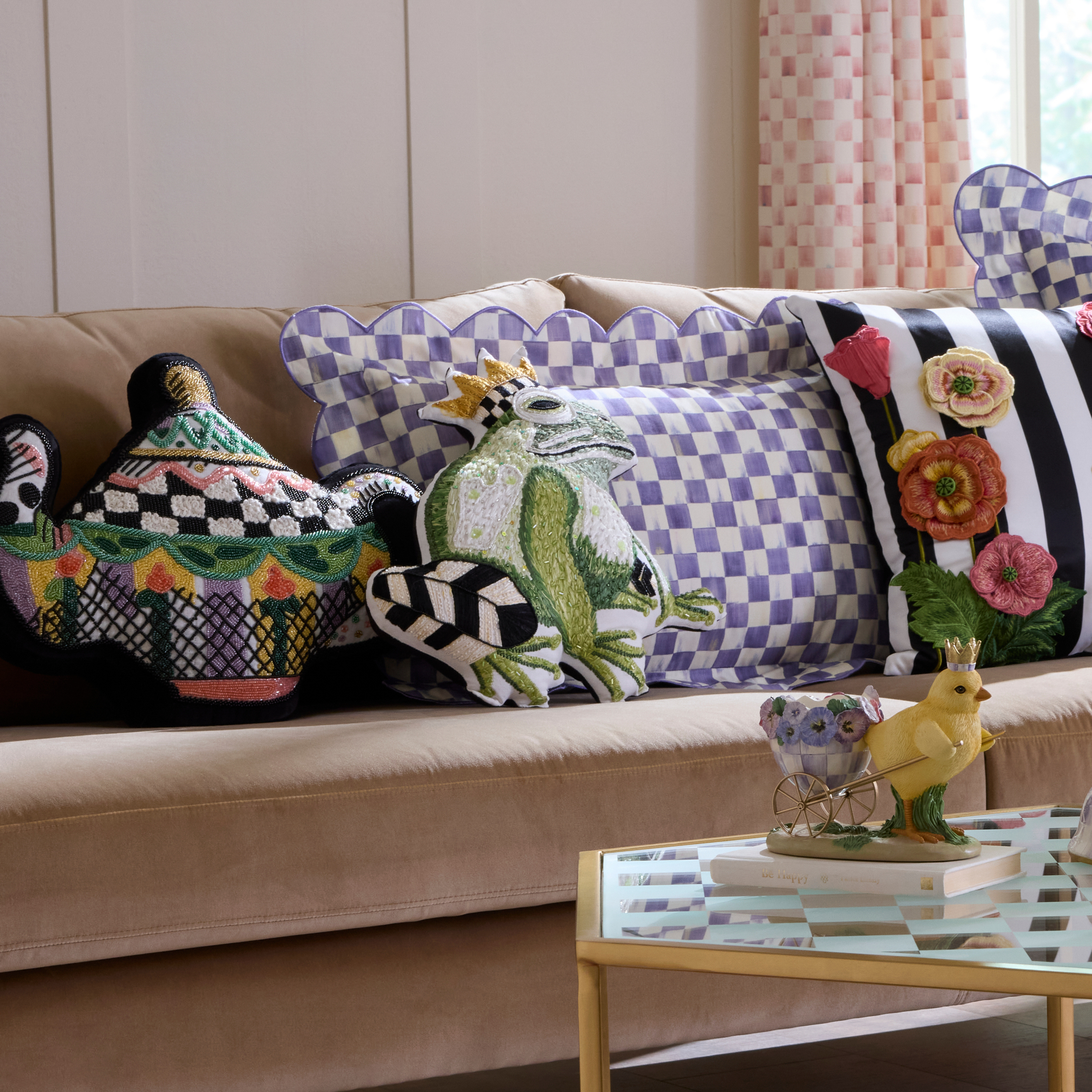 MacKenzie-Childs | Frog Shaped Throw Pillow